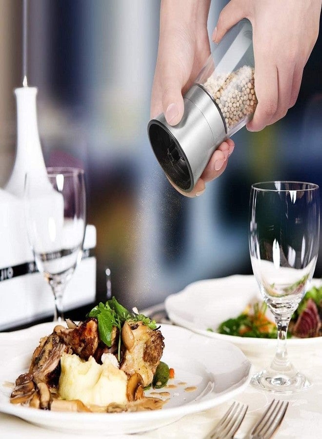innhom Beautiful Stainless Steel Salt & Pepper Grinders Refillable Set - Salt/Spice Shakers with Adjustable Coarse Mills - Easy Clean Ceramic Grinders (Set of 2) - Image 3